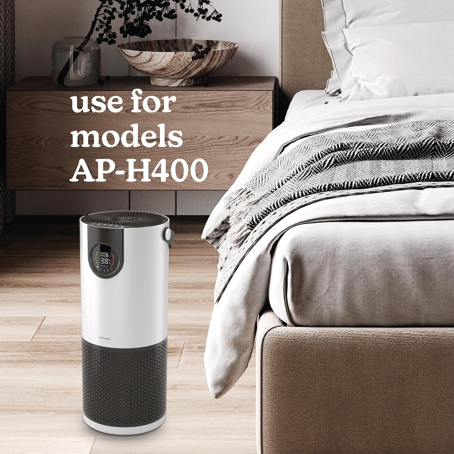 image:imageHomedics 2in1 Air Purifier amp Evaporative Humidifier for Large Rooms  HEPA Air Cleaner Filtered Humidification Digital Air Quality Sensor Auto Mode Tower Design for Home No Visible MistFilter Replacement