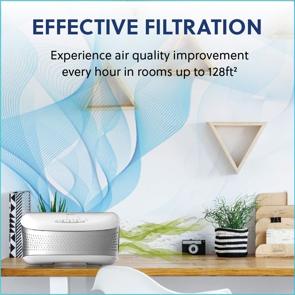 image:imageHomedics TotalClean Desktop Air Purifier  360Degree HEPA Filter for 128 Sq Ft Small Air Purifier for Home Office Bedroom and Workplace 3 Speed Settings for Small Rooms WhiteWhite