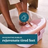 image:imageHomedics Bubble Bliss Deluxe Footbath Gift Set Maintain Heat Foot Spa  Invigorating Bubbles 3 Massage Attachments Pumice Stone Moisturizing Heel Socks amp Splash Guard for Ultimate RelaxationPink