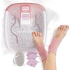 image:imageHomedics Bubble Bliss Deluxe Footbath Gift Set Maintain Heat Foot Spa  Invigorating Bubbles 3 Massage Attachments Pumice Stone Moisturizing Heel Socks amp Splash Guard for Ultimate RelaxationPink