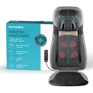 image:imageHomedics Back Massager with Heat Shiatsu Neck and Back Massage Cushion  Shiatsu Elite II Heated Neck 3 Different Massage Styles Comes with Controller and Chair Straps Back Massager with HeatGrey