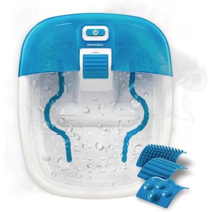 image:imageHomedics Bubble Bliss Deluxe Footbath Gift Set Maintain Heat Foot Spa  Invigorating Bubbles 3 Massage Attachments Pumice Stone Moisturizing Heel Socks amp Splash Guard for Ultimate RelaxationBlue