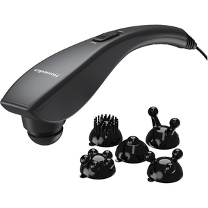 image:imageHomedics Deep Tissue Percussion Massager with 3 Speeds 5 Attachments and Long Handle for HardtoReach Areas