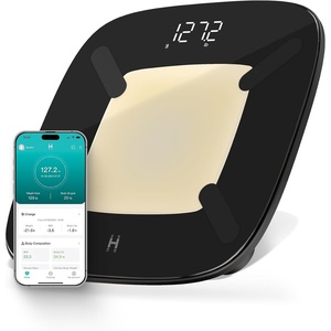 image:imageHomedics Digital Bathroom Scale MotionSensing Ambient Center Illumination  Sleek Tempered Glass HighPrecision Weight Measurement Up to 400 lbs Sustainable Design WhiteBlack