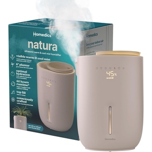 image:imageHomedics Natura Ultrasonic Warm Cool Mist Humidifier 13Gal  Large Rooms 60Hr Runtime Plant Holder Programmable Humidity Auto Shutoff Small Pot CompatiblePlant Not Included