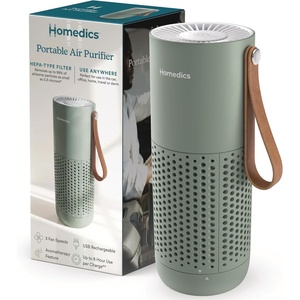 image:imageHomedics Personal Air Purifier with HEPAType Filter amp Activated Carbon  USB Rechargeable Small Air Purifier for Bedroom Home Office Car Travel amp Dorm 3 Fan Speeds WhiteSage Green