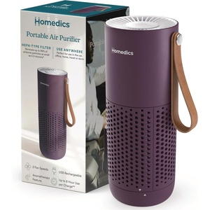 image:imageHomedics Personal Air Purifier with HEPAType Filter amp Activated Carbon  USB Rechargeable Small Air Purifier for Bedroom Home Office Car Travel amp Dorm 3 Fan Speeds WhitePurple