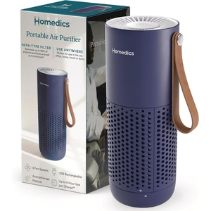 image:imageHomedics Personal Air Purifier with HEPAType Filter amp Activated Carbon  USB Rechargeable Small Air Purifier for Bedroom Home Office Car Travel amp Dorm 3 Fan Speeds WhiteBlue
