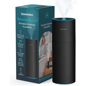 image:imageHomedics Portable Humidifier  Small Air Humidifiers Matte Black  for Bedroom Plants Office Travel  Cool Mist Humidifiers ColorChanging Accent Light 2 Mist Settingsonesize