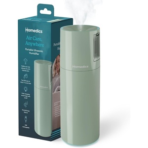 image:imageHomedics Portable Ultrasonic Humidifier USB Rechargeable Aromatherapy Cool Mist Humidifier with 77 oz EasyFill Tank Continuous amp Intermittent Mist 7Color Nightlight Auto Shutoff Green SageGreen Sage