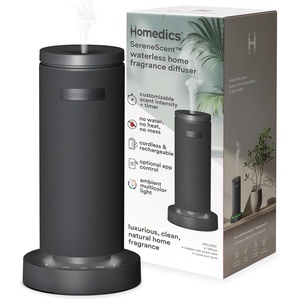 image:imageHomedics SereneScent Mini Fabric Rechargeable Waterless Diffuser Beige  Cordless Aromatherapy Device Use with SereneScent Oil 15ml Sold Separately Adjustable Mist Intensity amp Ambient LightCharcoal