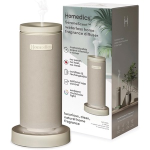 image:imageHomedics SereneScent Mini Fabric Rechargeable Waterless Diffuser Beige  Cordless Aromatherapy Device Use with SereneScent Oil 15ml Sold Separately Adjustable Mist Intensity amp Ambient LightBeige