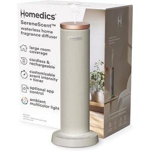 image:imageHomedics SereneScent Waterless Essential Oil Diffuser Future Dusk  Cordless Rechargeable Aromatherapy Diffuser for Home Large Room Scent Machine Timer App Control 6 LED LightsGrey