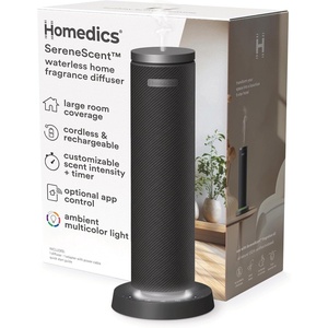 image:imageHomedics SereneScent Waterless Essential Oil Diffuser Future Dusk  Cordless Rechargeable Aromatherapy Diffuser for Home Large Room Scent Machine Timer App Control 6 LED LightsBlack