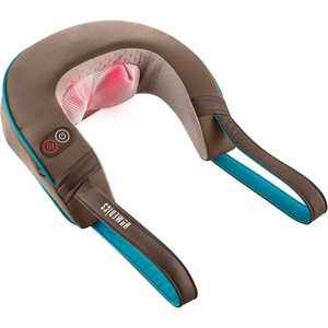 image:imageHomedics Shiatsu Neck Massager with Heat Integrated Onand Off Button DeepKneading Massage Comfort Flex Handles Control Intensity for Sore Muscles Soft Foam Easy to Use Brown