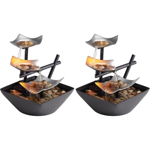 image:imageHomedics Tabletop Water Fountain 3 Tier Indoor Waterfall Fountain  with Natural River Rocks Quiet Pump for Relaxation Zen Home amp Office Desk Dcor AA Battery PoweredBlack